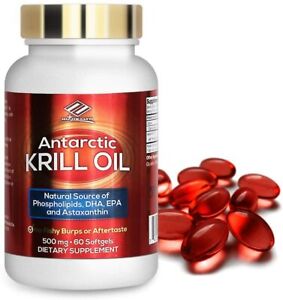 Huile de krill antarctique 500 mg 60 gélules avec phospholipides DHA EPA astaxanthine