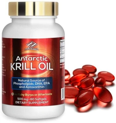 Aceite de Krill Antártico 500mg 60 cápsulas blandas con fosfolípidos DHA EPA Astaxantina Foto 1 de 4