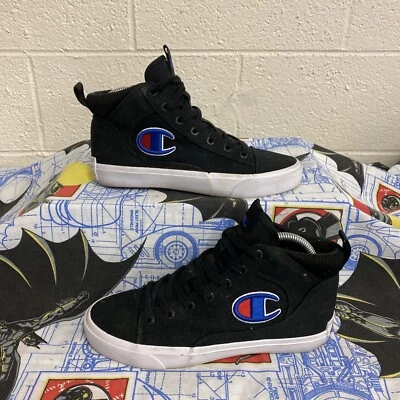 Zapatilla deportiva Champion Life™ con flecos de lona alta negra para niños (talla 6Y) Foto 1 de 4