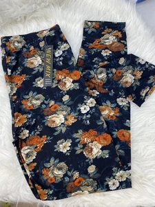 New Mix Leggings Plus Size Blue Orange Brown Floral Super Soft Leggings NWOT - Picture 1 of 3