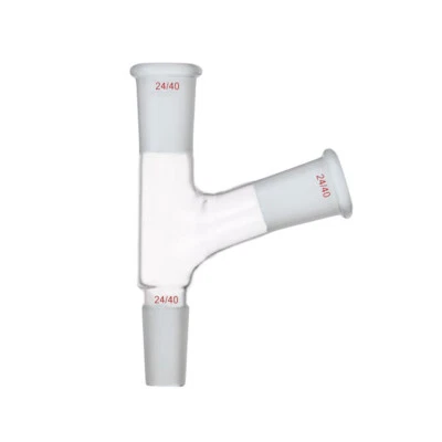 24/40 3-Way Glass Adapter 105 Bent Distillation Head Laboratory Glassware - Image 1 of 4