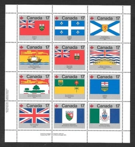 CANADA SC# 832a, PROVINCIAL & TERRITORIAL FLAGS, PANE OF 12, MNH - Picture 1 of 1