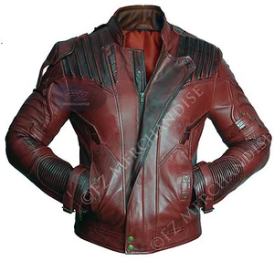 Guardians of the Galaxy 2 Star Lord Chris Pratt Maroon Leather Jacket - Picture 1 of 8