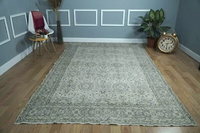 Tapete de área vintage, tapete turco bege 6x10, tapete de lã, tapete, 6,27x9,81 pés H-2813 - Imagem 1 de 4