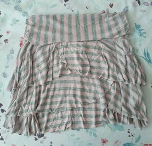 π NEW Tammy Pink & Grey Striped Layered Ruffle Ra-Ra Skirt - Size 128-134cm - Picture 1 of 6