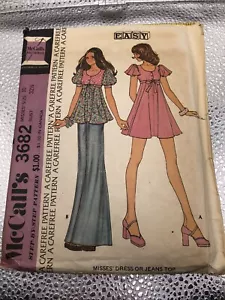 Vintage McCall's 3682 Sewing Pattern Misses Size 10 Dress Or Jeans Top - Picture 1 of 6