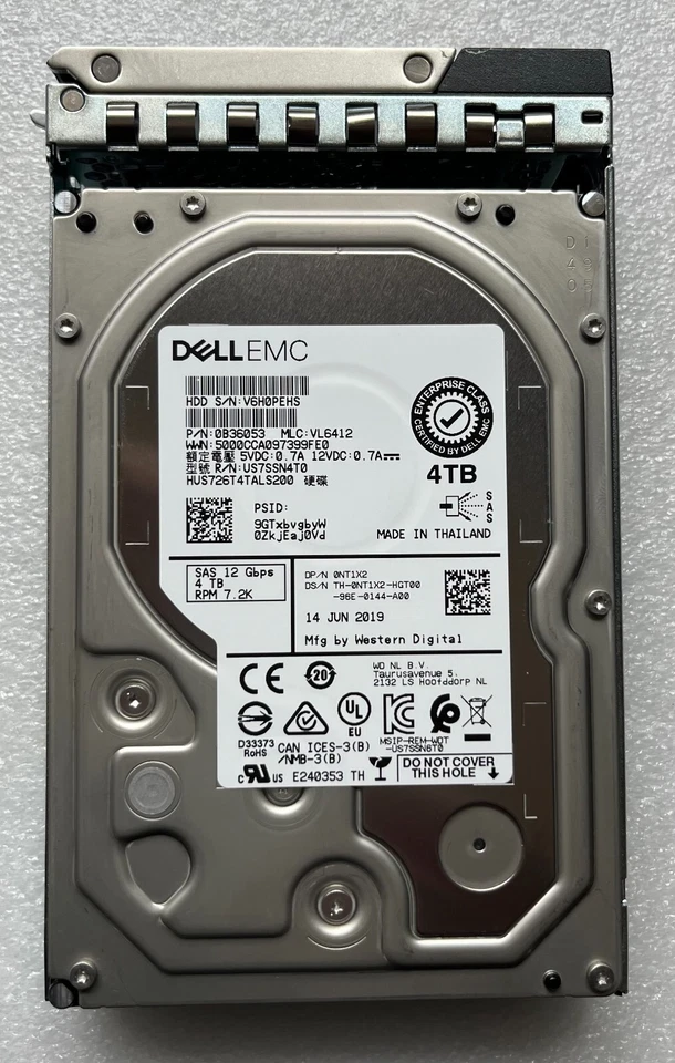 NT1X2 DELL HITACHI HUS726T4TALS200 4TB 7.2K SAS 3.5" 6Gb/s R540 R440 R740 0NT1X2 - Image 1 of 1