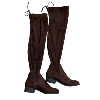 Forever 21 Over the Knee Brown Faux Suede Leather Boots. - Image 1 of 4