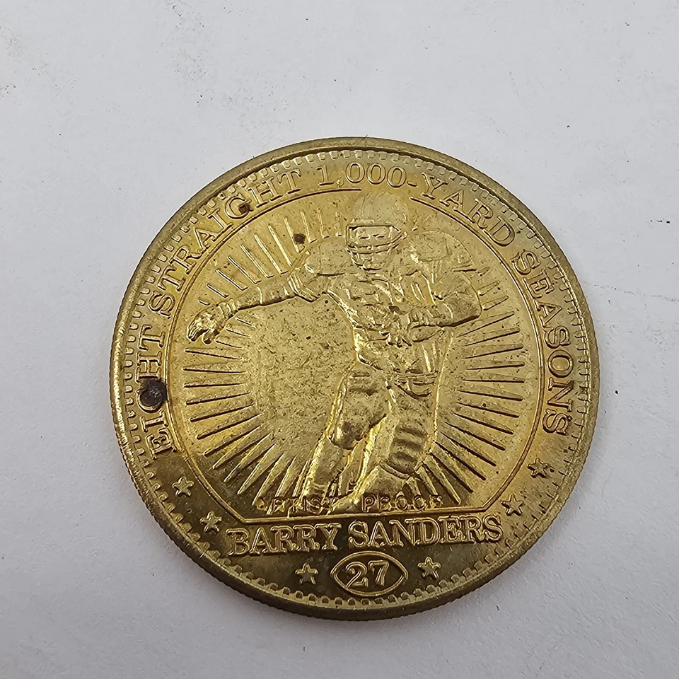 复古 1997 年 Barry Sanders 编号 /500 8 直 1000 码 尺寸 Qb Club Pinnacle — 第 1/2 张图片
