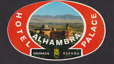 Ancienne étiquette de bagage Espagne BN122887 Hôtel Palace Alhambra 