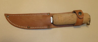 COLONIAL Cutlery USA vintage cork handle fishing floating knife; original sheath - Image 1 of 4
