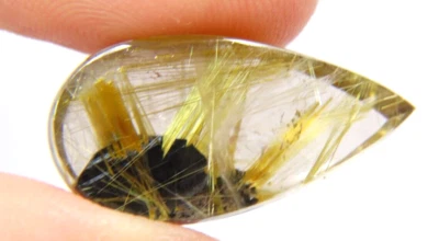 Cuarzo Rutilado Natural IP-1 11,18ct 22x11x5mm Forma Pera Media Estrella Dorada Foto 1 de 4