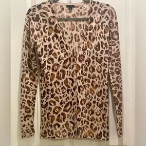 Maglione cardigan donna Ann Taylor stampa animalier leopardata accogliente lana morbida XS - Foto 1 di 5