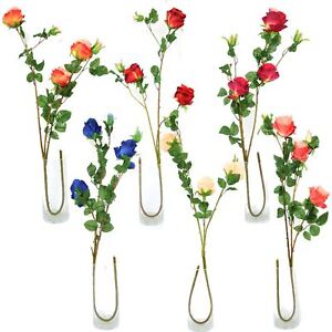 5 Head Large Premium Rose Bud Spray - Artificial Silk Flowers Long Stemmed Home