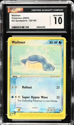 CGC 10 GEM MINT Wailmer 83/100 EX Sandstorm Vintage 2003 Pokemon Card - Image 1 of 2
