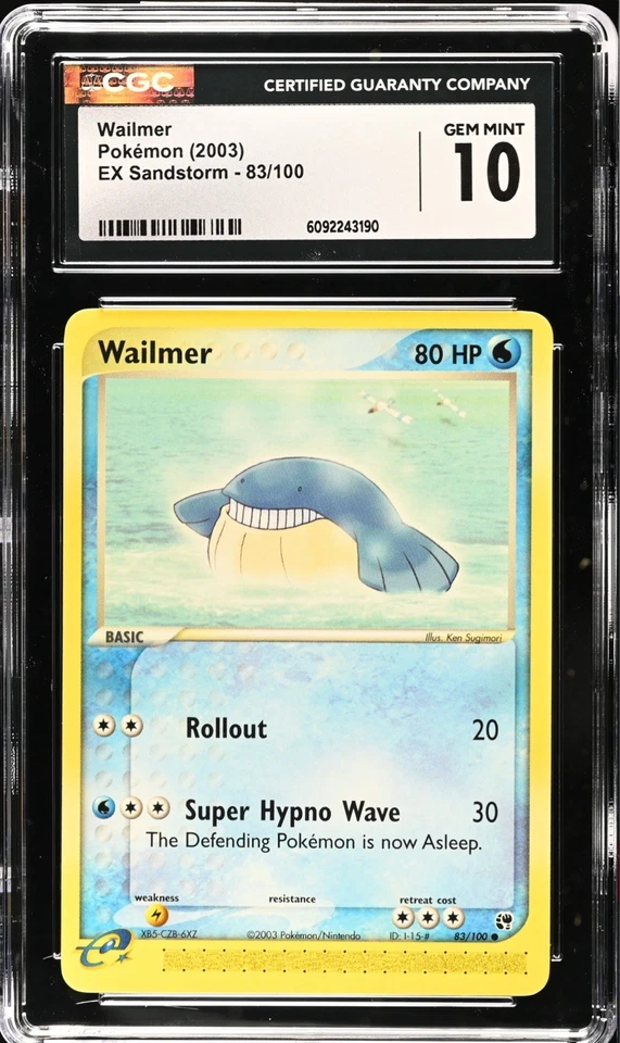 CGC 10 GEM MINT Wailmer 83/100 EX Sandstorm Vintage 2003 Pokemon Card - Image 1 of 2