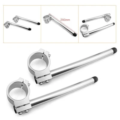 2x Clip On Handle Bar 50mm Fork Tube Fit Yamaha Ducati Honda Suzuki Cafe Racer Foto 1 de 4