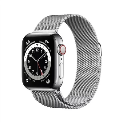 Apple Watch Series 6 (GPS + LTE) 44MM Silver Stainless Steel Case Milanese Loop - Image 1 of 3