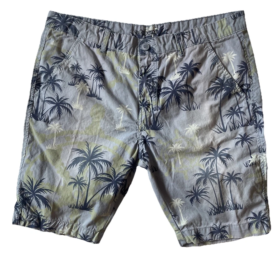 Мужские хлопковые шорты-чино PopIcon с принтом гавайские ПРИТАЛЕННЫЕ размер 34 - Изображение 1 из 4