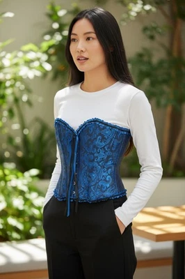 blue corset bustier Top New Size L Whimsygoth - Image 1 of 4