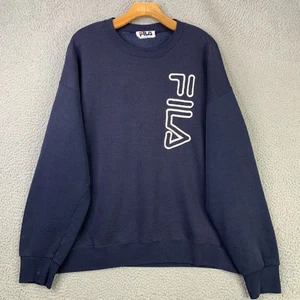 Vintage Fila Sweatshirt Mens XL Navy Blue Spell Out Embroidered Crewneck USA 90s - Picture 1 of 13