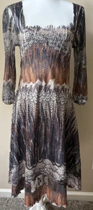 Komarov Women's Crinkle Midi Dress Multi-toned Brown Size XL Fairy Whimsigoth - Picture 1 of 16