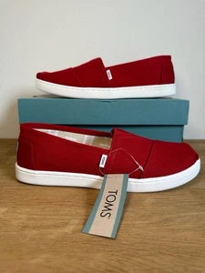 Mocasín Toms Unisex Niños Alpargata Plano Rojo Reino Unido 3.5 - Imagen 1 de 7