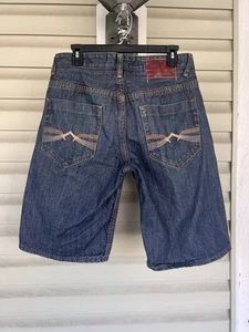 Pantalones Cortos de Jean Ecko Unlimited Bordados Bolsillo Lavado Oscuro Para Hombre Talla 32 Y2K Cuero - Imagen 1 de 14