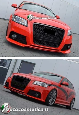 DISEÑO DE PARACHOQUES DELANTERO TUNING RS3 AUDI A3 8P 08-12 REJILLA NEGRA... - Imagen 1 de 4