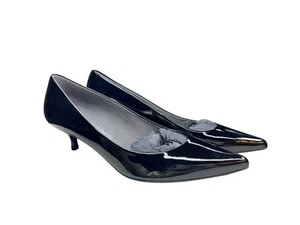 Vtg Stuart Weitzman Black Patent Leather Pointed Toe Kitten Heels - Read desc - Picture 1 of 5