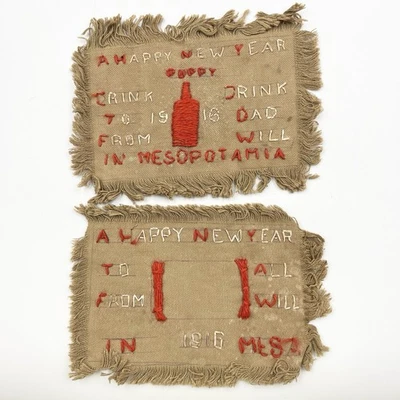 Insignias de tela bordadas genuinas de Mesopotamia de la Primera Guerra Mundial 1918 Foto 1 de 2