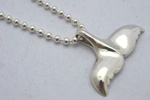 925 Sterling Silver Whale Tail Pendant Top Set with 3 mm Ball Chain 16"-24" - Picture 1 of 12