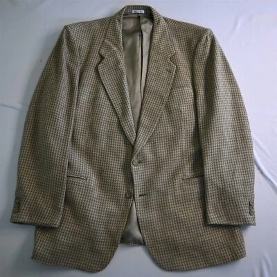 Chaqueta Blazer Abrigo Deportivo De Colección 44L Beige Verde Azul 100% Seda Suave Tweed Para Hombre Foto 1 de 4