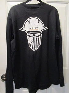 ARIAT MEN'S REBAR WORKMAN FULL COVERAGE L/S BLACK T-SHIRT SIZE MEDIUM NEW - Picture 1 of 3