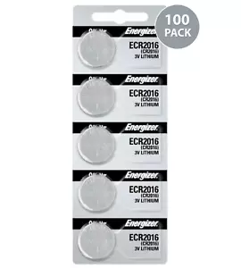 100 Fresh Energizer CR2016 ECR2016 3V Lithium Coin Batteries (100 Coin Cells) - Picture 1 of 3