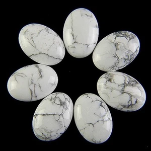 10PCS Charming White Howlite STONE Oval Cab Cabochon No Holes 25x18x7mm New GN - Picture 1 of 3