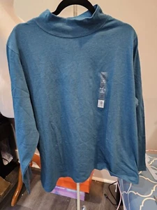 Croft & Barrow 3X Blue Knit Top, mock neck, long sleeves NWT - Picture 1 of 5