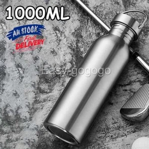 Stainless Steel Water Bottle Single Walled Metal Sports Gym Drink Flask Portable - Picture 1 of 9