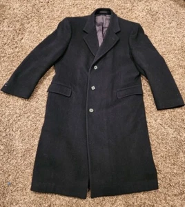 Klassischer langer schwarzer Herrenmantel aus Wolle und Kaschmir mit 3 Knöpfen Größe 42R - Bild 1 von 8