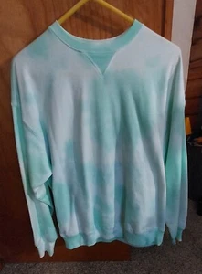 Women Flirtitude Green & White Oversized Tye Dye Sweatshirt, XS - Picture 1 of 3