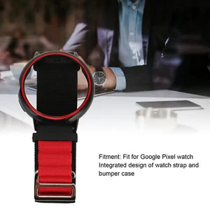 Stretch Nylon Woven Loop Watch Band Strap with Plastic Protective Bumper Case - Picture 1 of 30