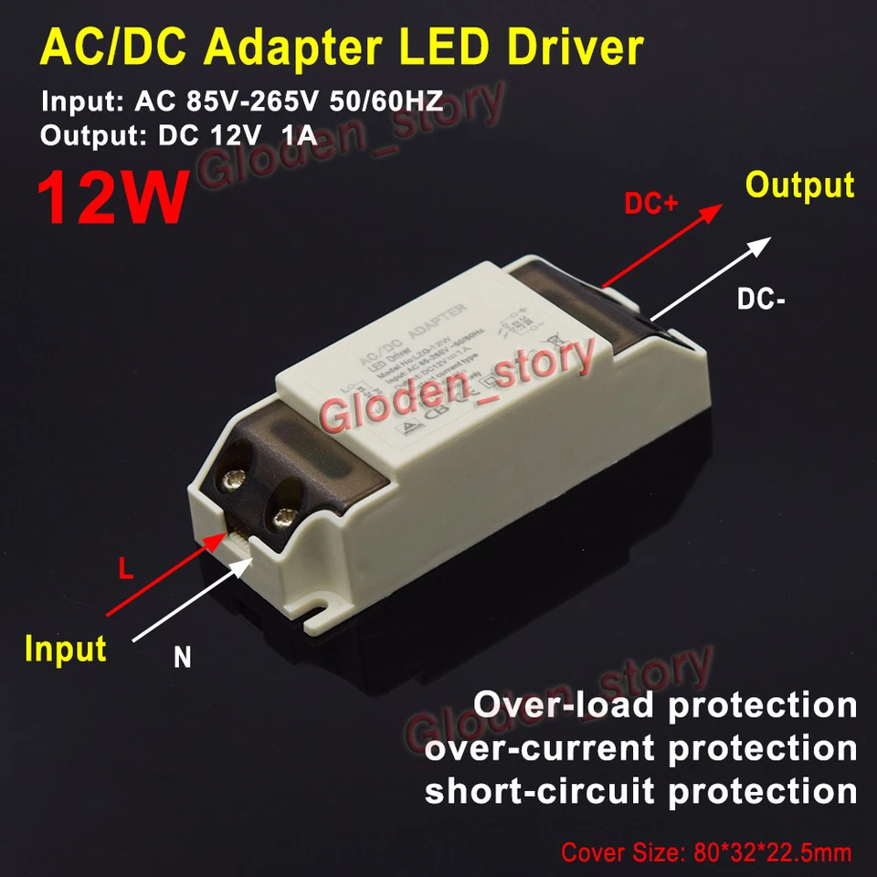 AC-DC Converter AC 110V 120V 220V to 12V 1A LED Driver Adapter Switching Module - Image 1 of 4