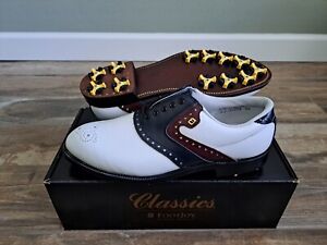 NEW Vintage Footjoy Classics Mens Golf Shoes 51979 WH/BLUE/MAROON 9.5D
