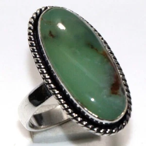925 Silver Plated Chrysoprase Ethnic Ring Handmade Jewelry Size US 9 JW - Picture 1 of 3
