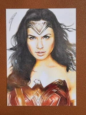 WONDER WOMAN DC COMICS PSC SKETCH CARD by GABE FARBER GAL GADOT - Image 1 of 2