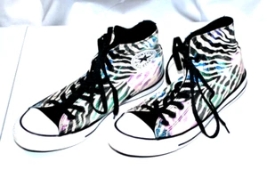 Converse All Star High Top Chuck 554888F Zebra Floral Stripes Black Women's 10. - Picture 1 of 10