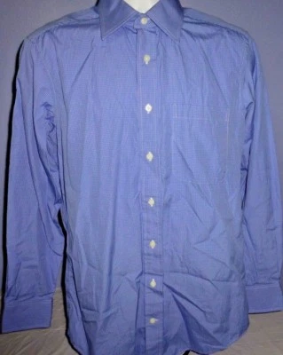 Men's Vineyard Vines Blue Checker Long Sleeve 100's 2-Ply Pocket Dress Shirt 15- - Image 1 of 4