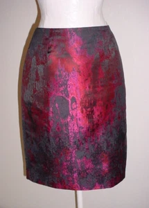 Cleo Straight Skirt Size 8 Self Lined Shimmer Fuchsia Red Black - Picture 1 of 5
