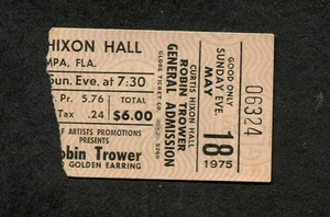 1975 Robin Trower Golden Earring Concert Ticket Stub Tampa FL For Earth Below - Picture 1 of 1