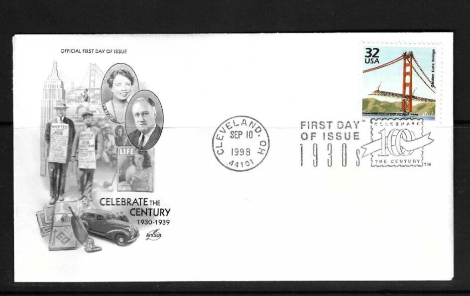 USA  SC # 3185l Golden Gate Bridge -Celebrate The Century- FDC . Artcraft - Image 1 of 1